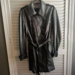 Bod and Christensen grey leather trench coat size XL Women’s